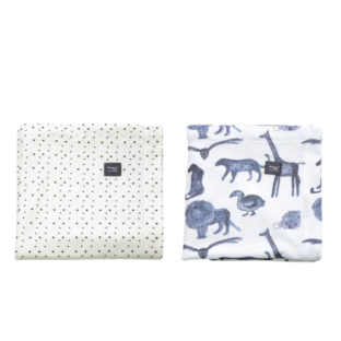 SNOOZEBABY/Swaddle 2pac(White Dots×Storm Blue)