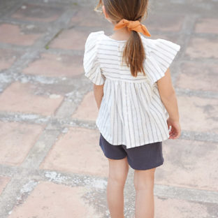 PETIT INDI/Strip frilled blouse