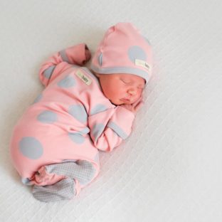 L'ovedbaby/Dots Footed Overall(Coral pink×Light Gray)