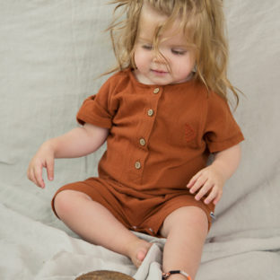 Ammehoela/half sleeve rompers(roast brown)