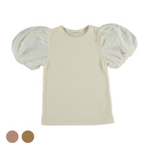 My Little Cozmo/organic rib puff-sleeve T-shirt